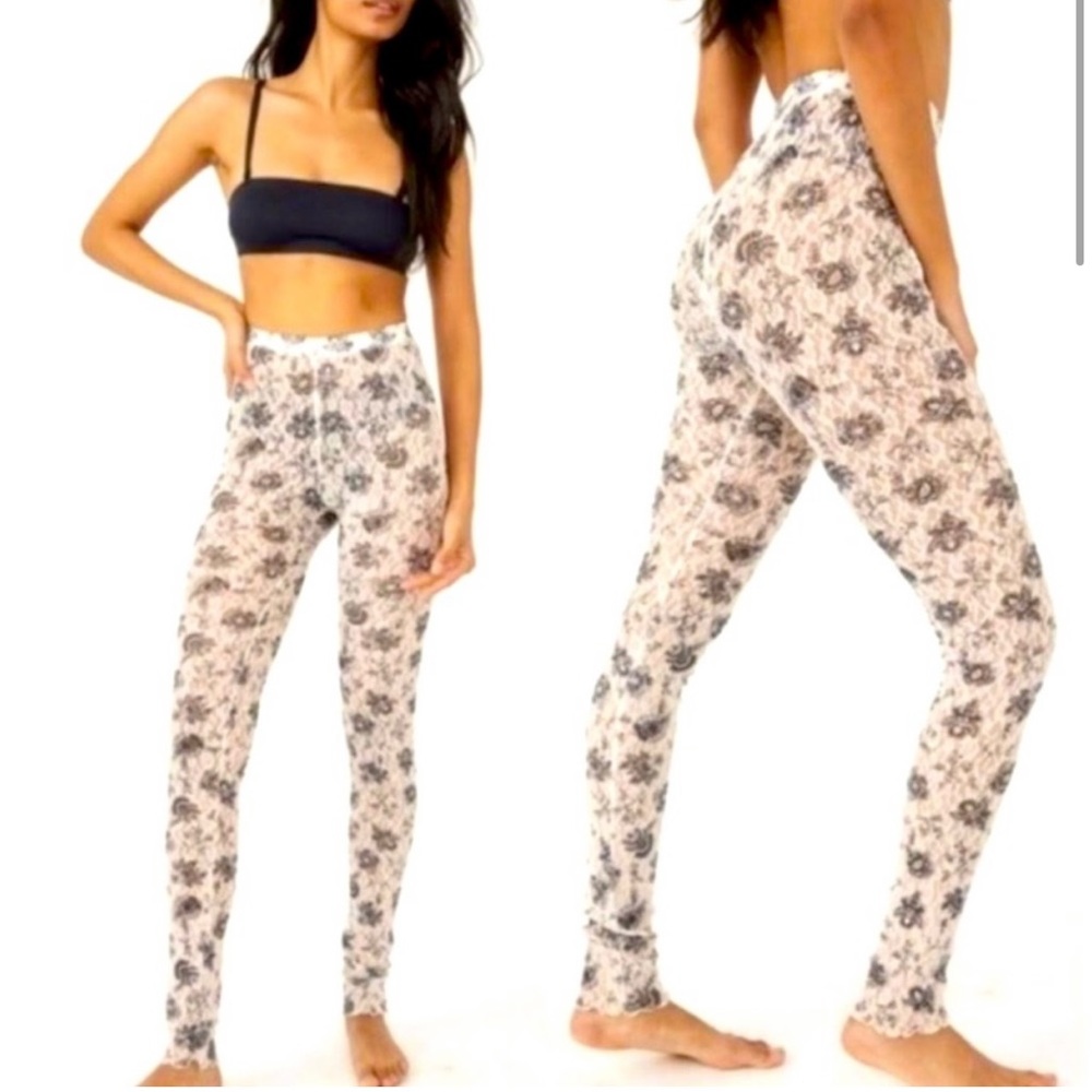 Free People Layered in Lace Ivory Combo Leggings NWT